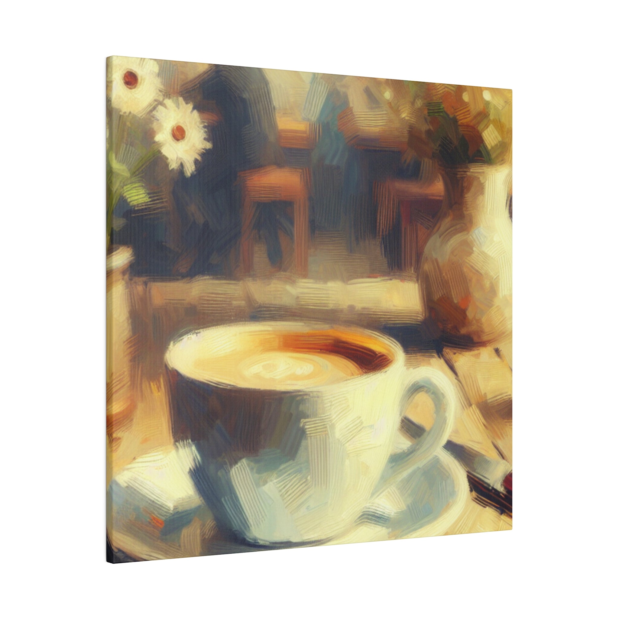 Rustic Impressionist Coffee Artwork Farmhouse Decor Coffee Painting Canvas