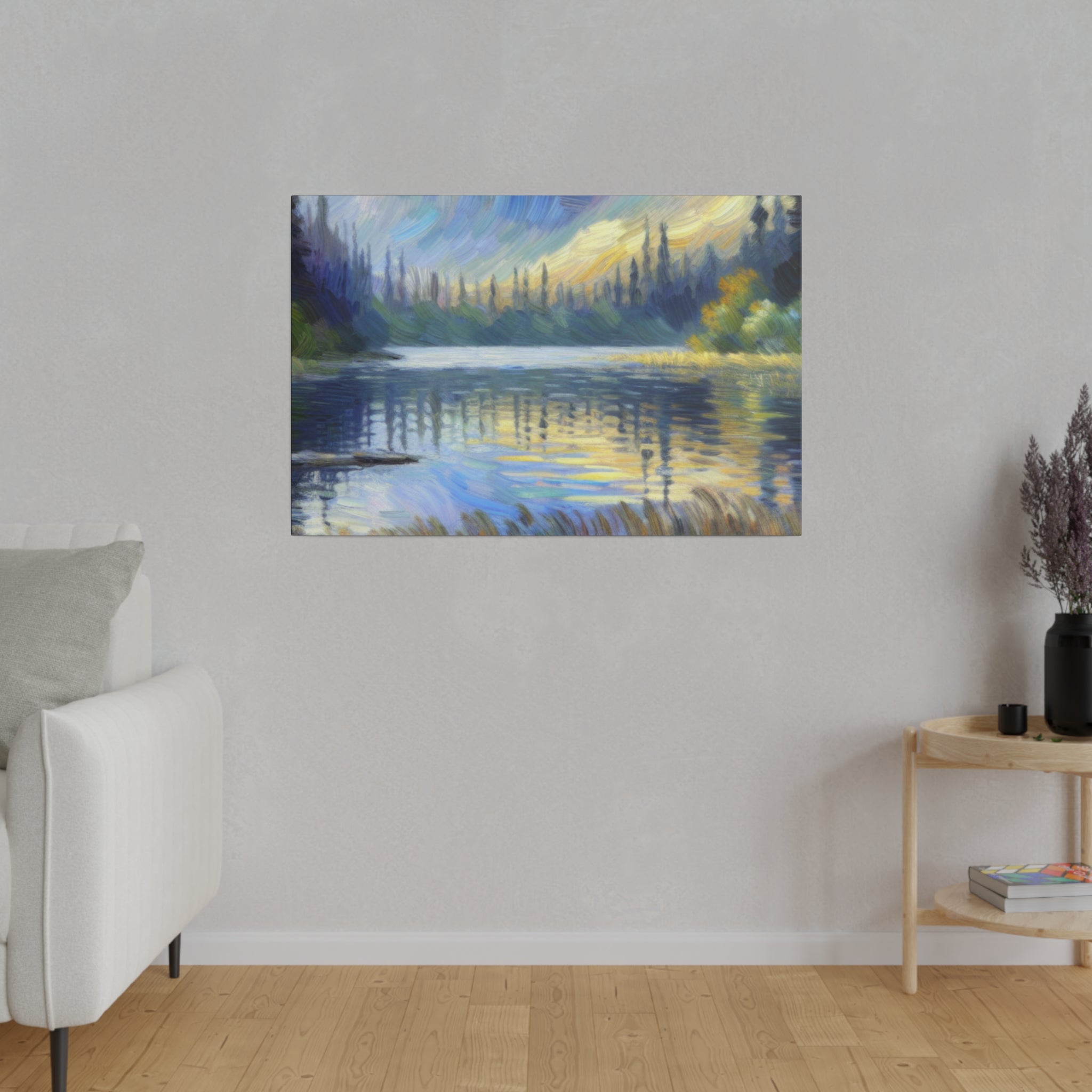 Aqua Serenity Canvas Lake Painting Canvas