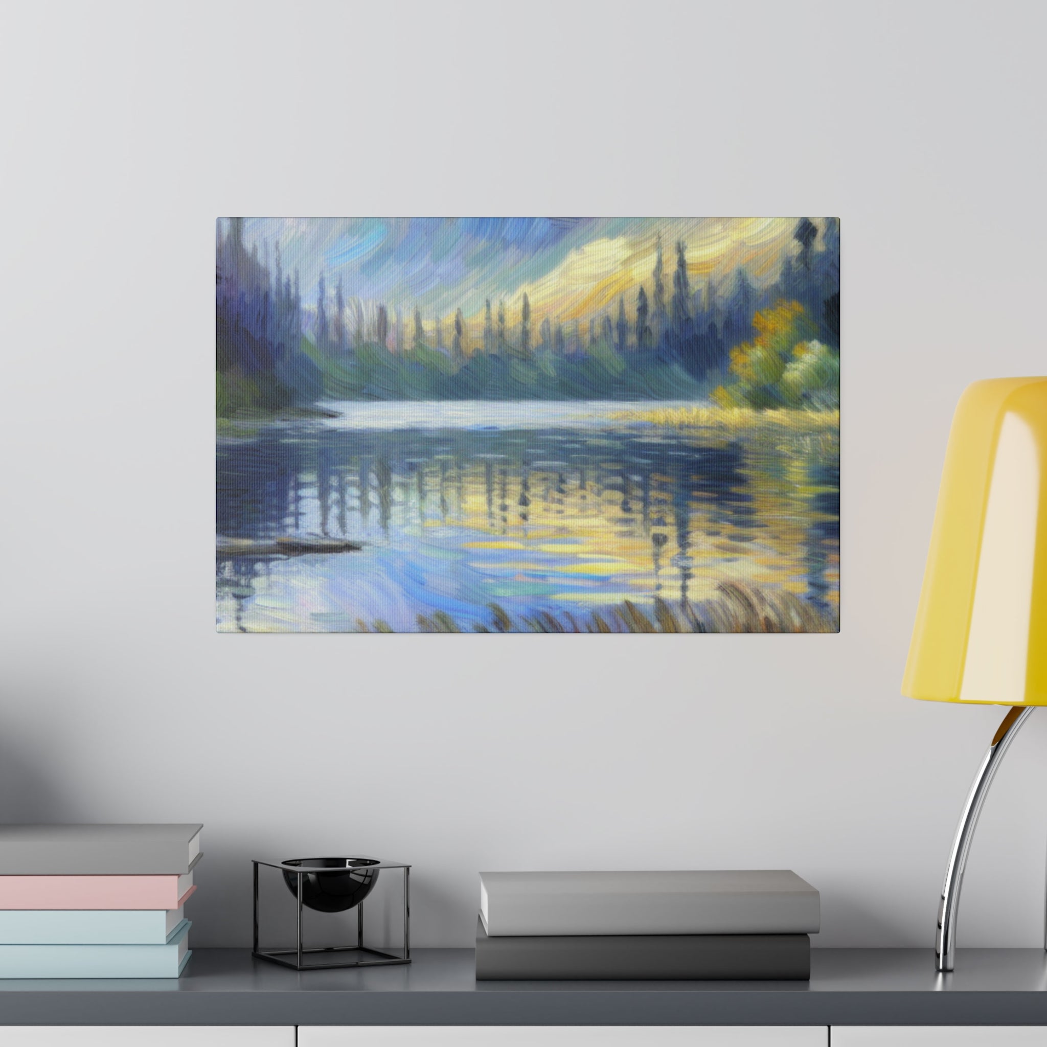 Aqua Serenity Canvas Lake Painting Canvas