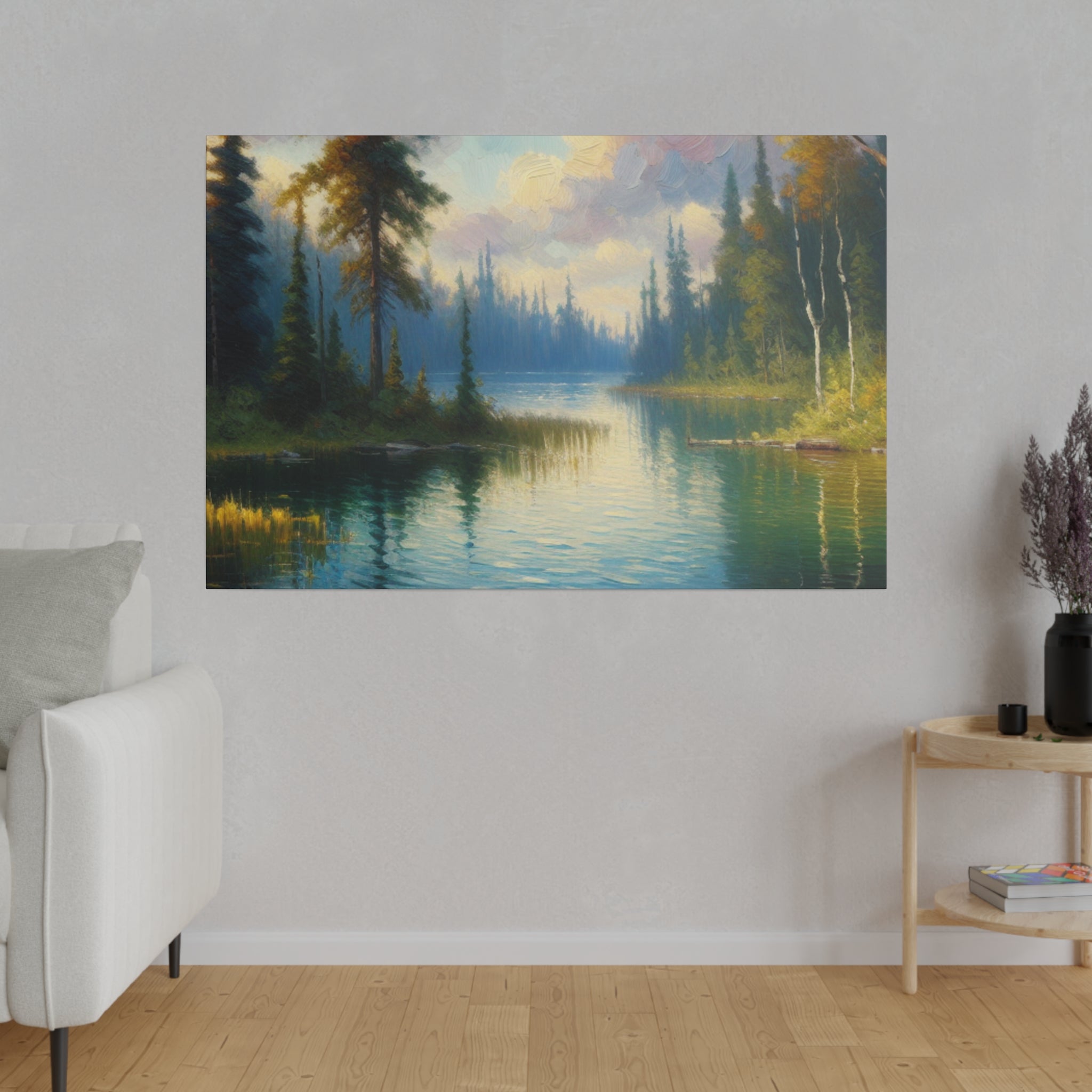 Serene Lake Tranquility Lake Painting Canvas