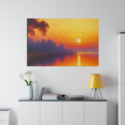 Sunrise Canvas Painting | Sunrise Over Water | Scenic Wall Art