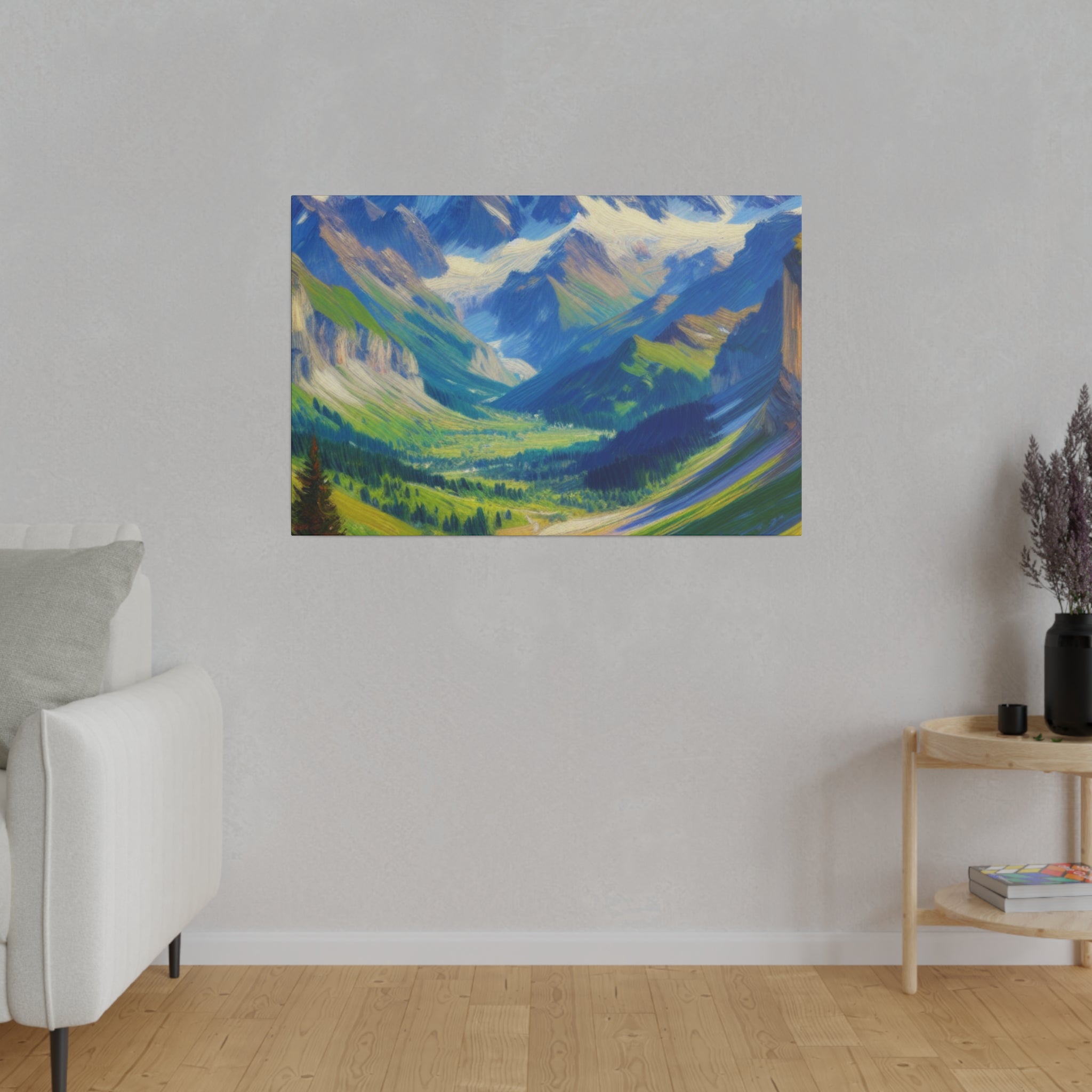 Majestic Valley Mountain Landscape Painting Canvas