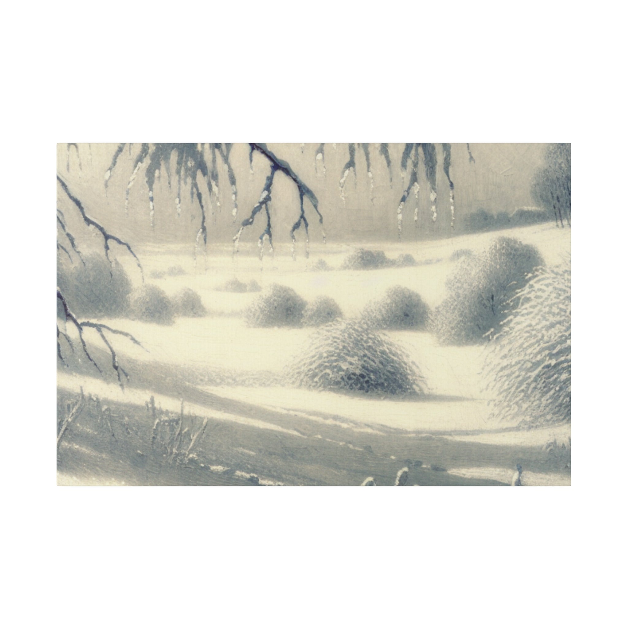 Silver Daylight Shimmers Snowscape Winter Painting Canvas