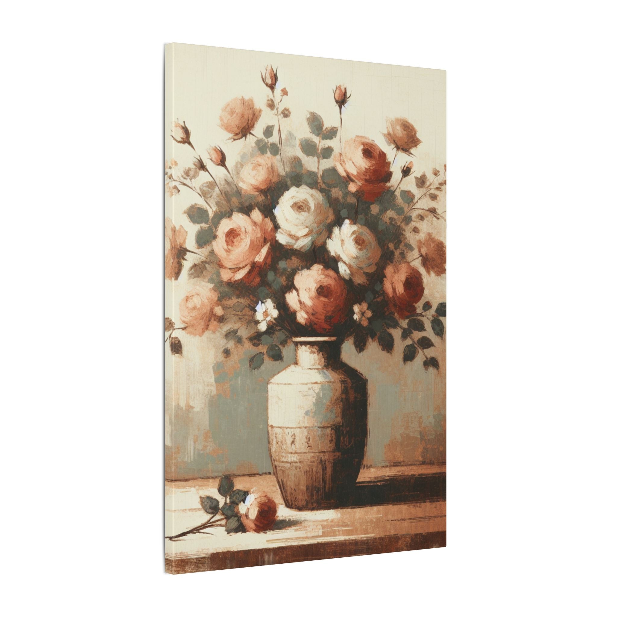Vintage Roses Vase Canvas