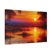 Marsh Mirage Nature Sunset Painting Canvas