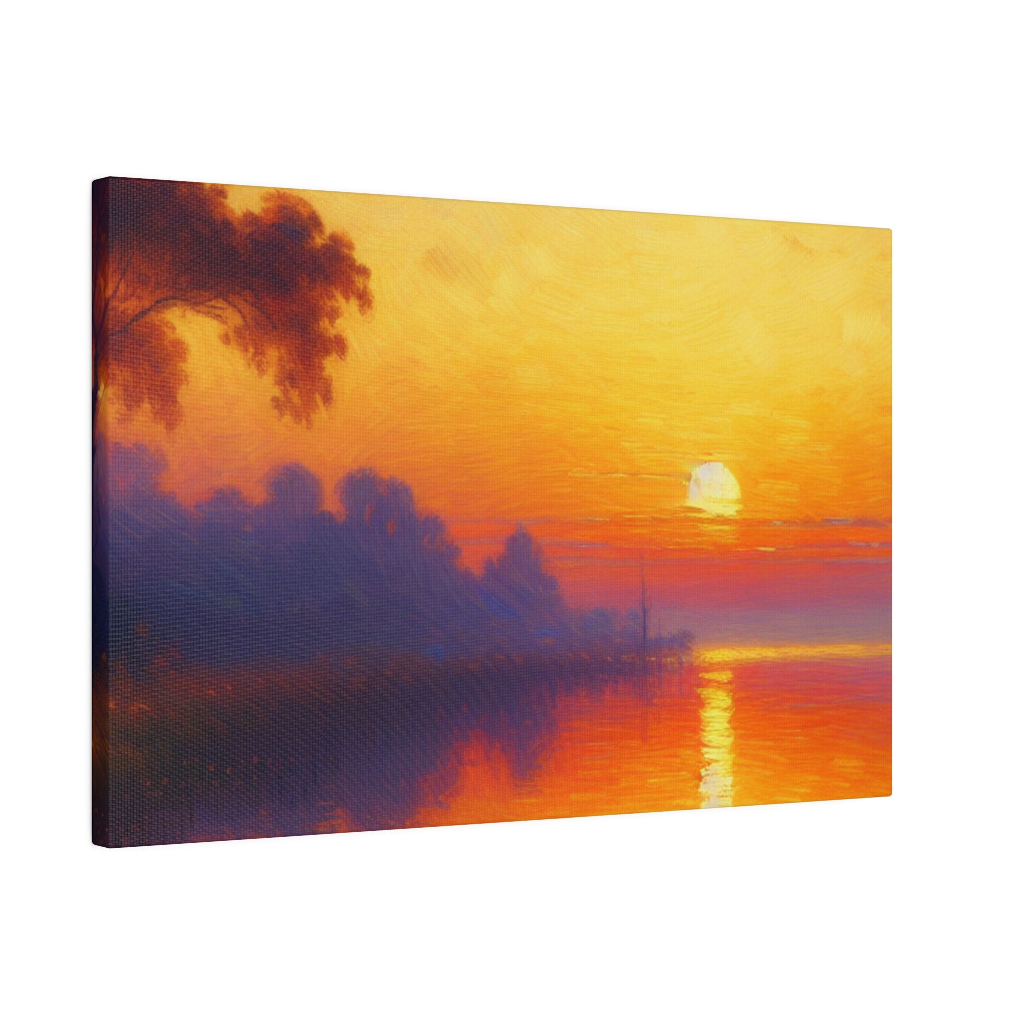 Sunrise Canvas Painting | Sunrise Over Water | Scenic Wall Art