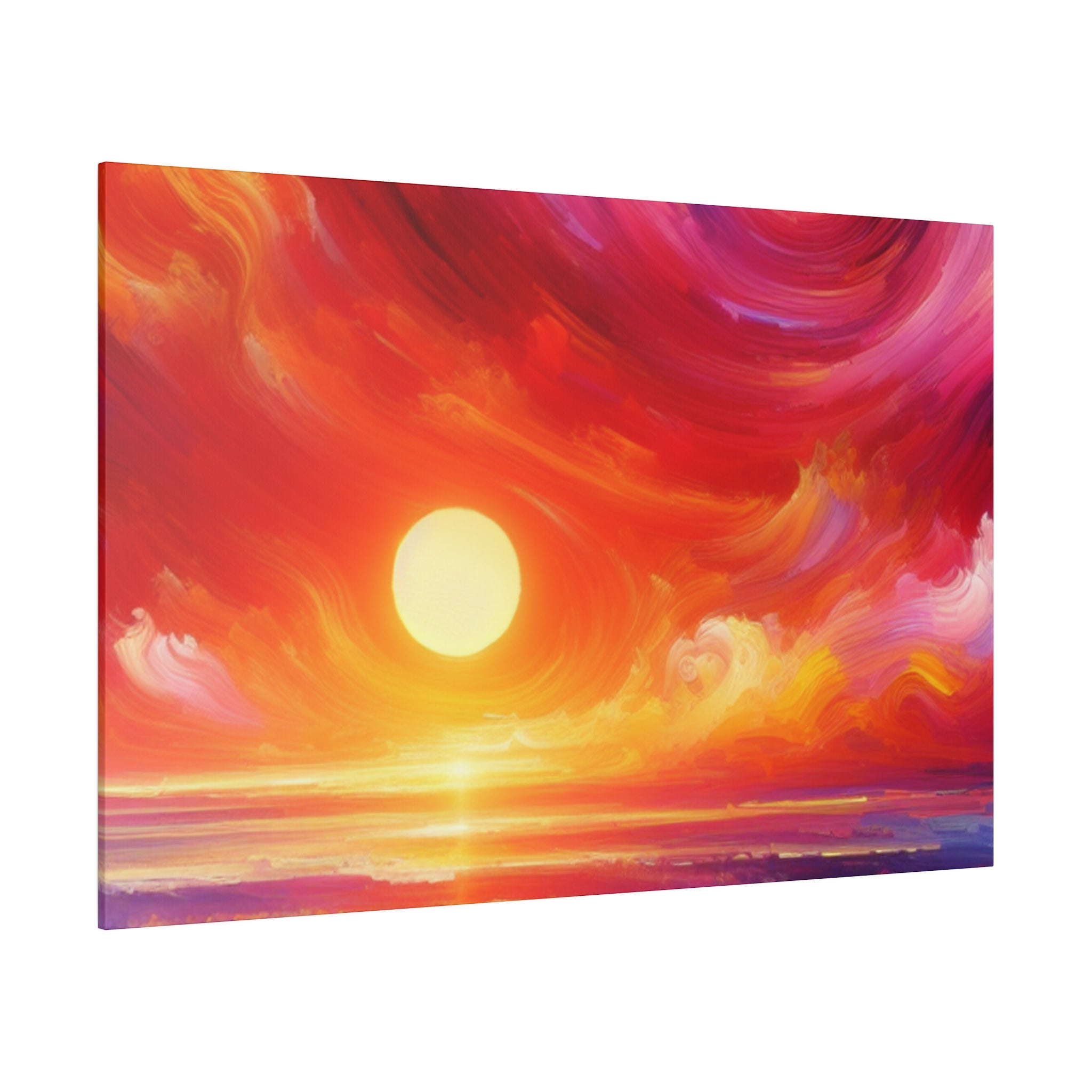 Aurora's Scarlet Veil Sunset Painting Canvas