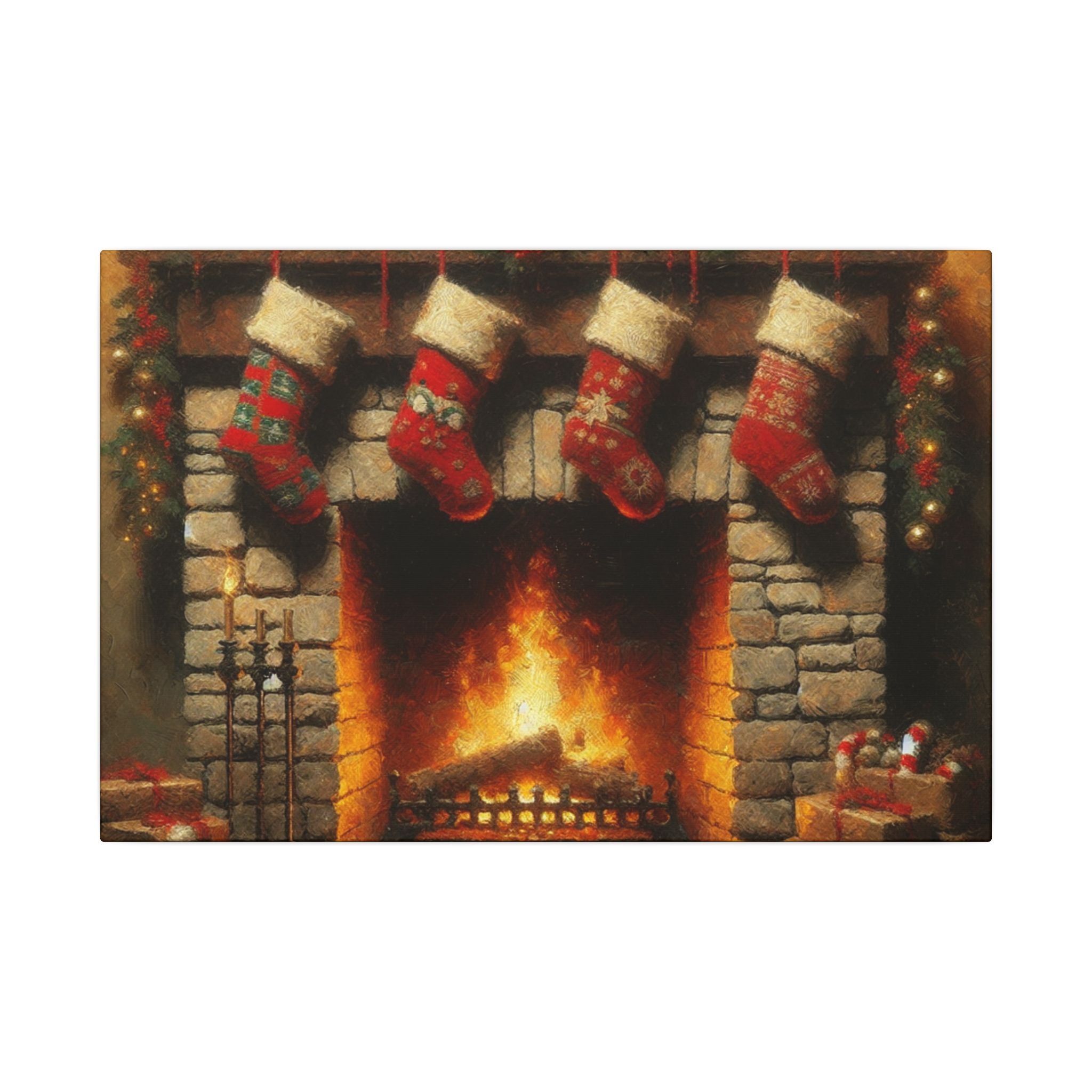 Cozy Christmas Fireplace Canvas