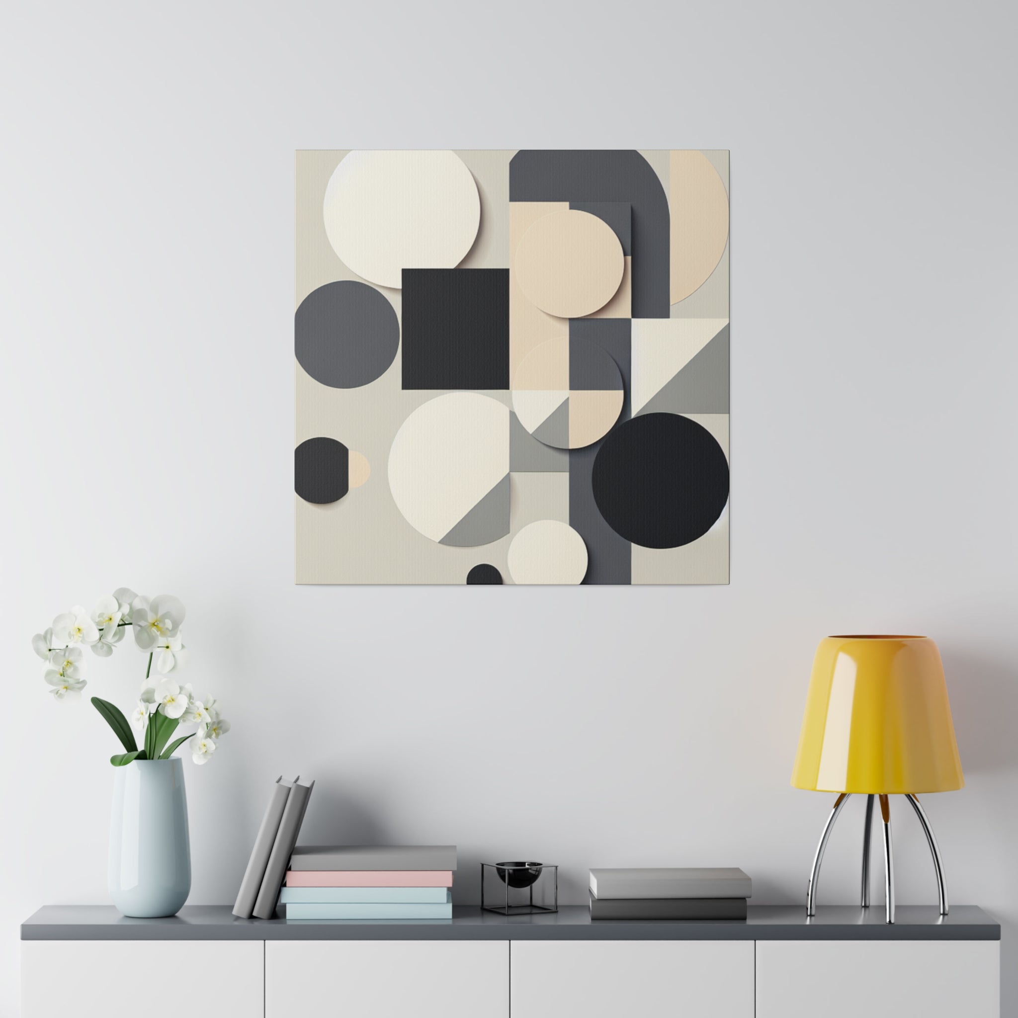 Black White Beige Geometric Abstract Wall Decor Painting Canvas