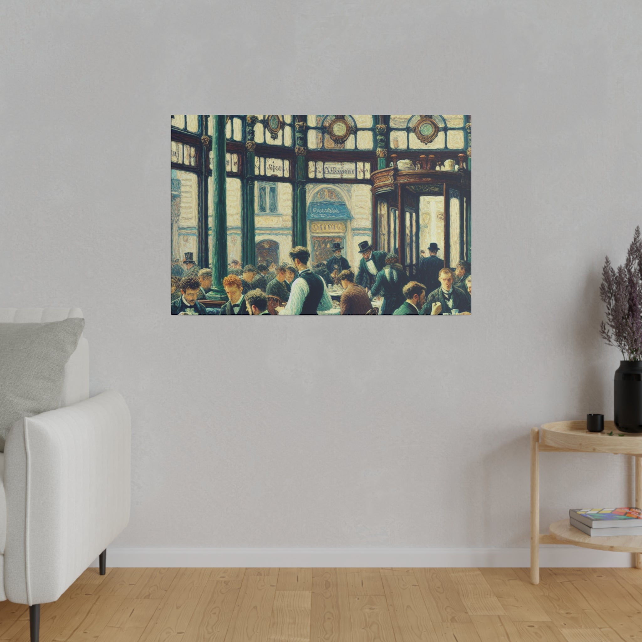 Old Time European Cafe Artwork Painting Canvas