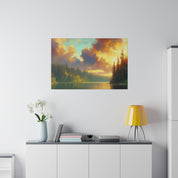 Serene Lakeside Whisper Lake Painting Canvas