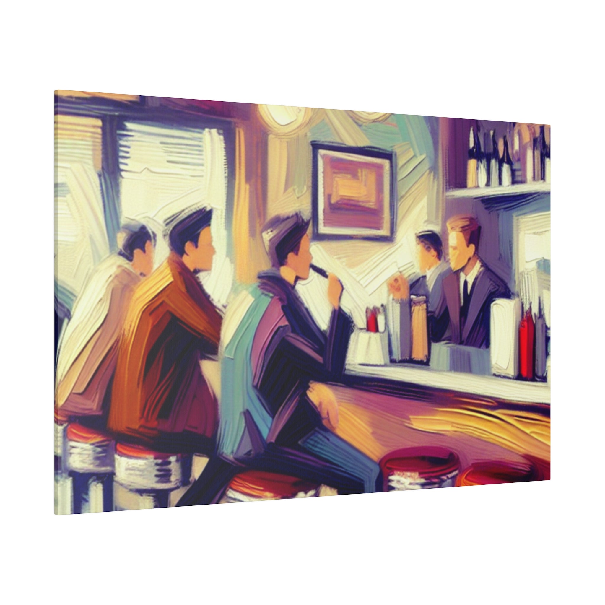 50s Afternoon Expressionist Diner Painting Canvas