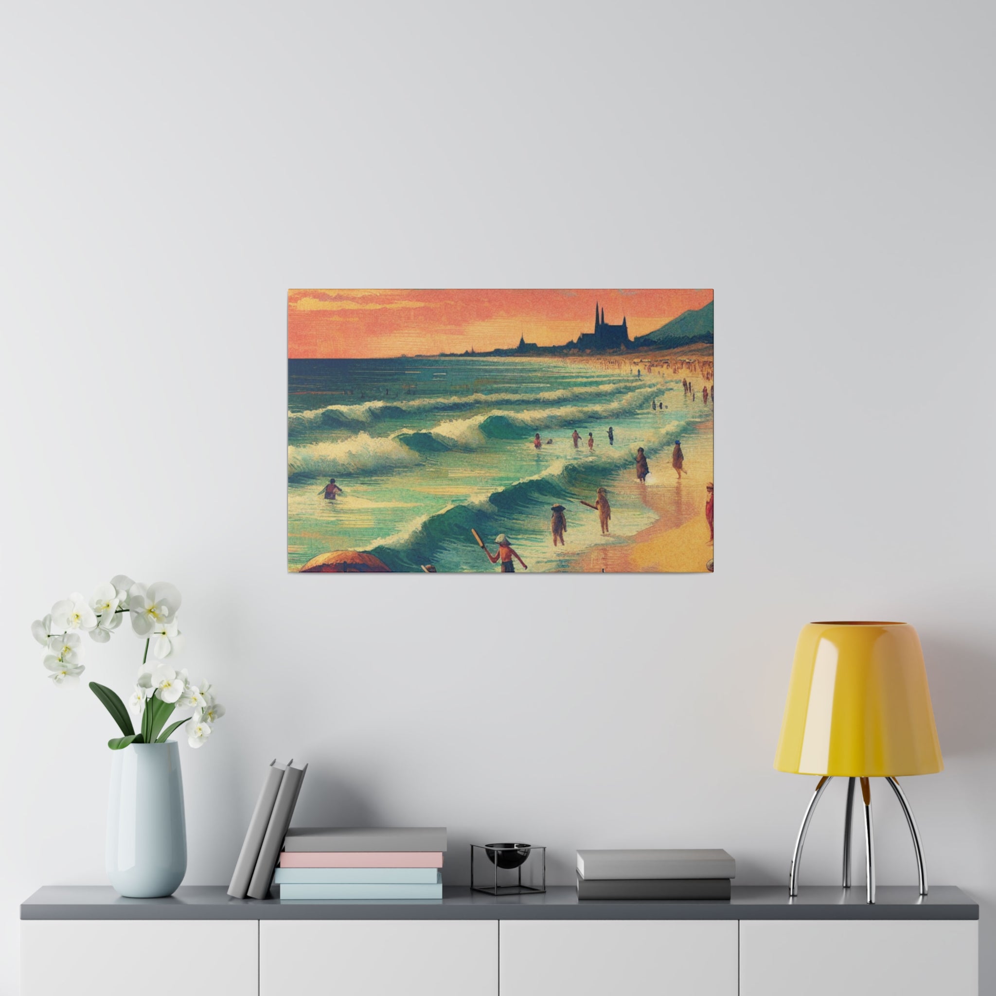 Seaside Nostalgia Beach Painting Canvas