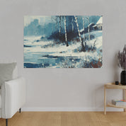 Expressionist Vintage Snowscape Winter Painting Canvas