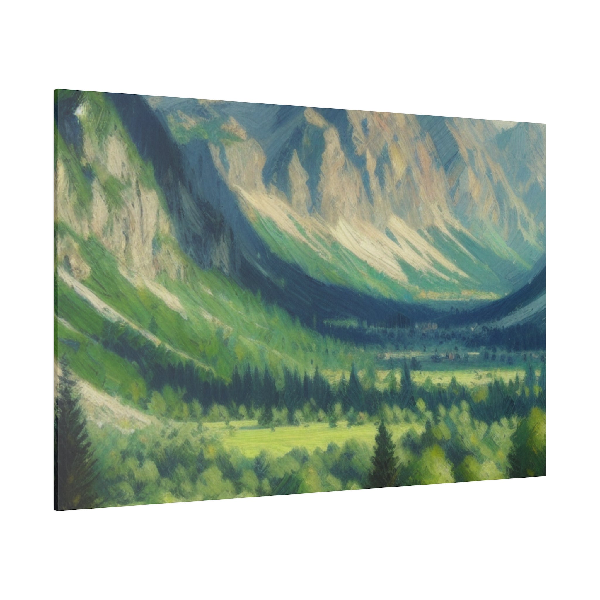 Whispering Peaks Vista Mountain Landscape Painting Canvas