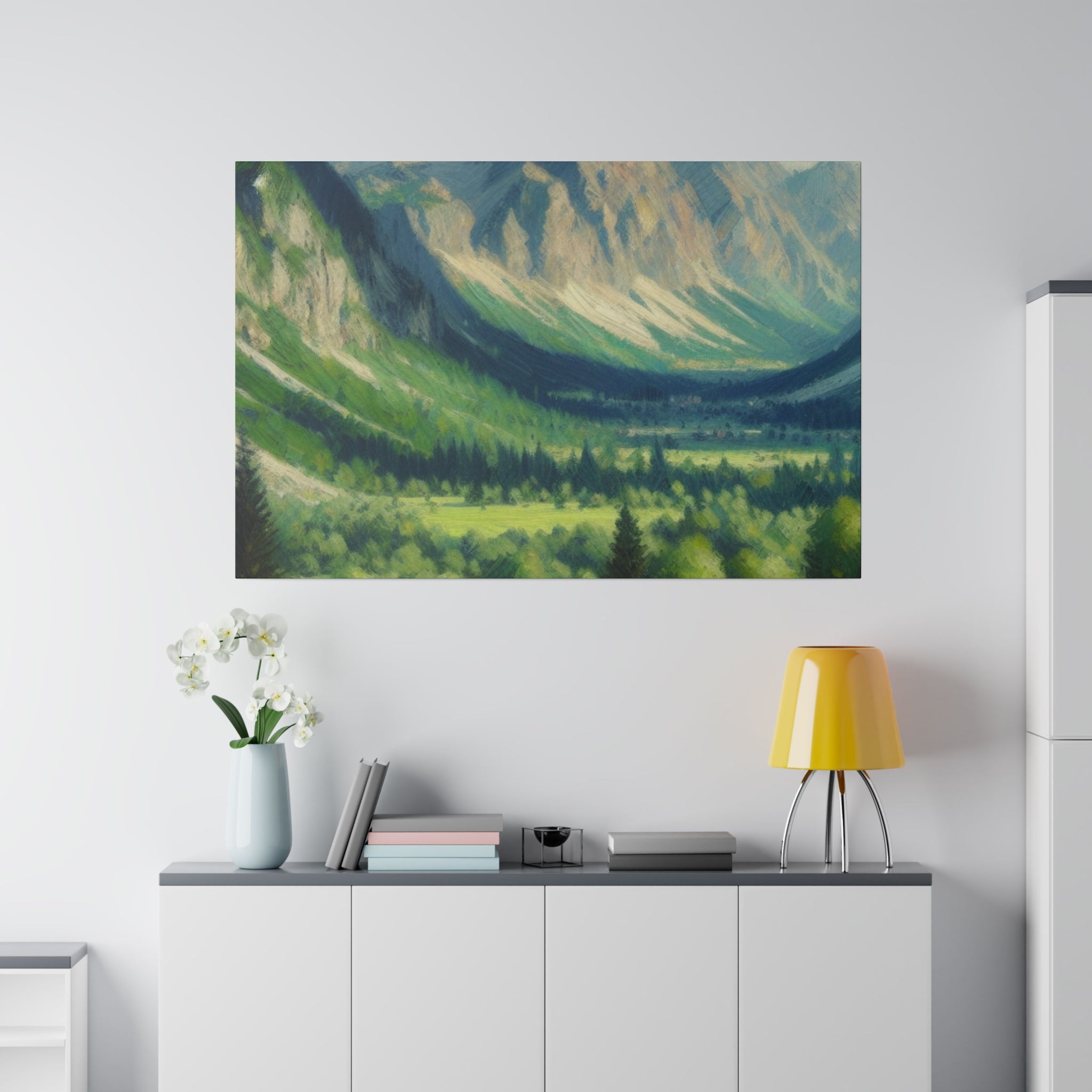 Whispering Peaks Vista Mountain Landscape Painting Canvas