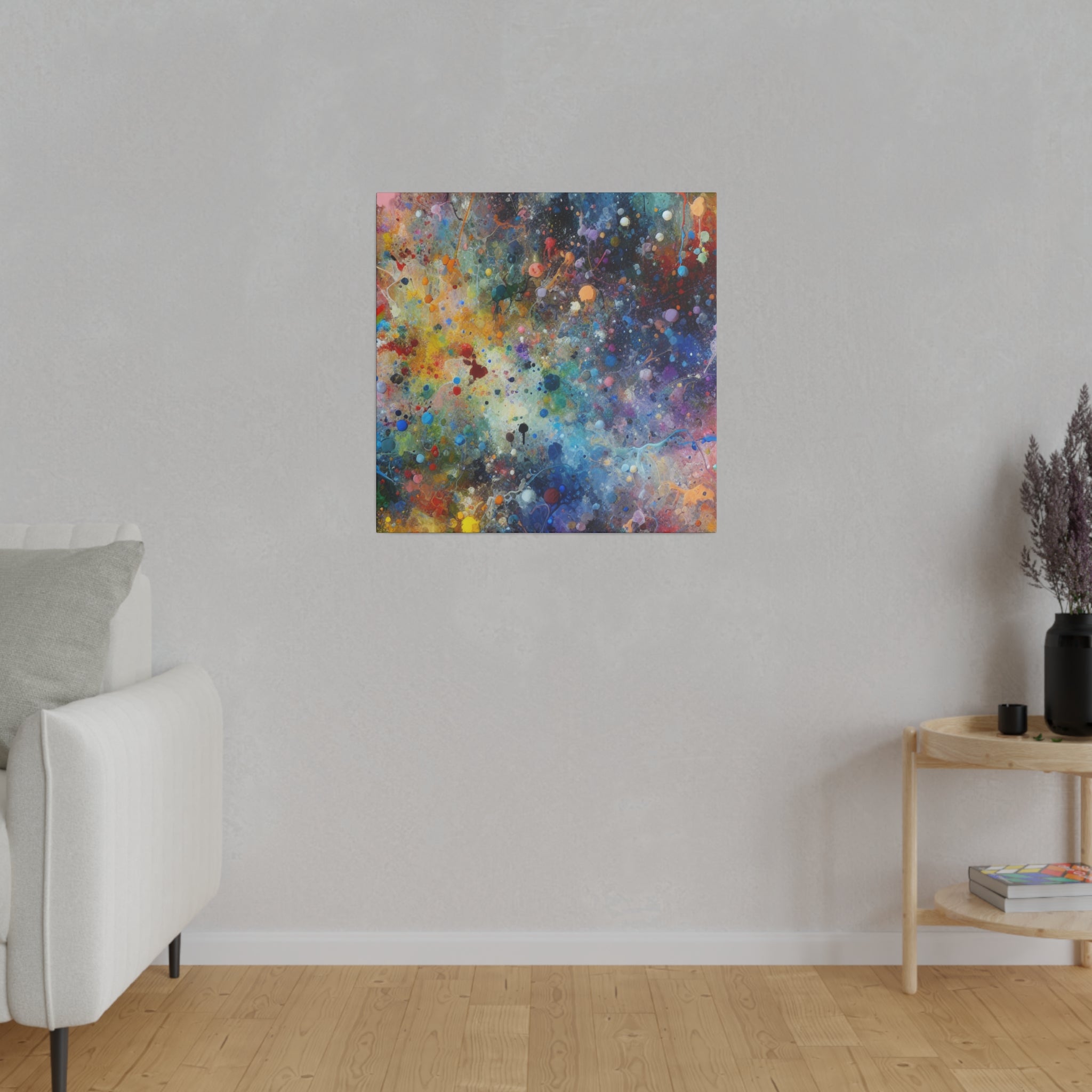 Abstract Yellow Blue Purple Splatter Paint Abstract Modern Art Canvas