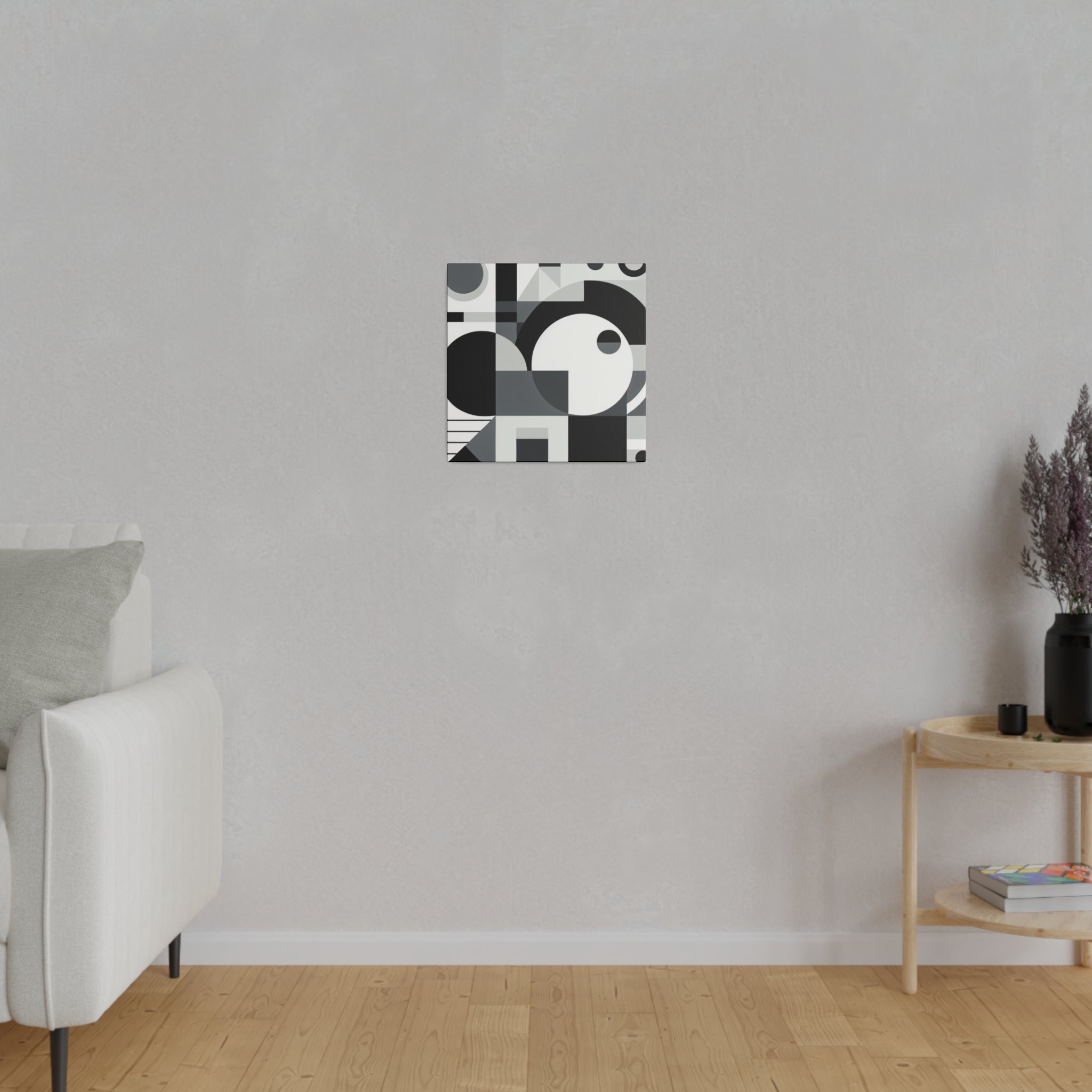 Geometric Black and White Abstract Artwork Canvas