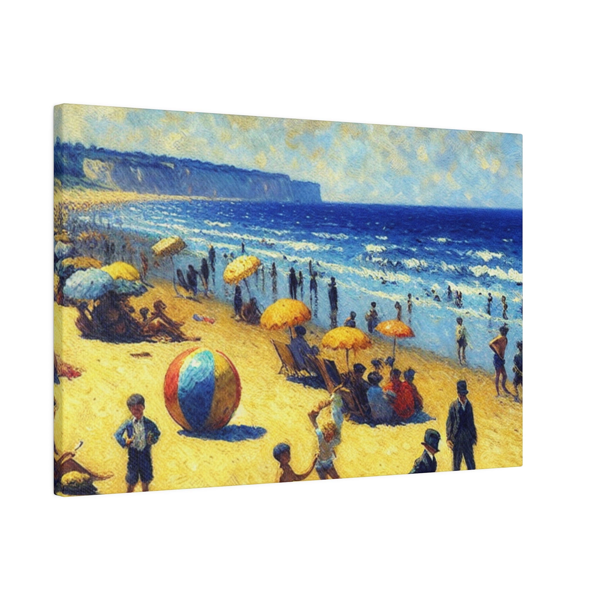 50s Scene Beach Landscape Painting Canvas