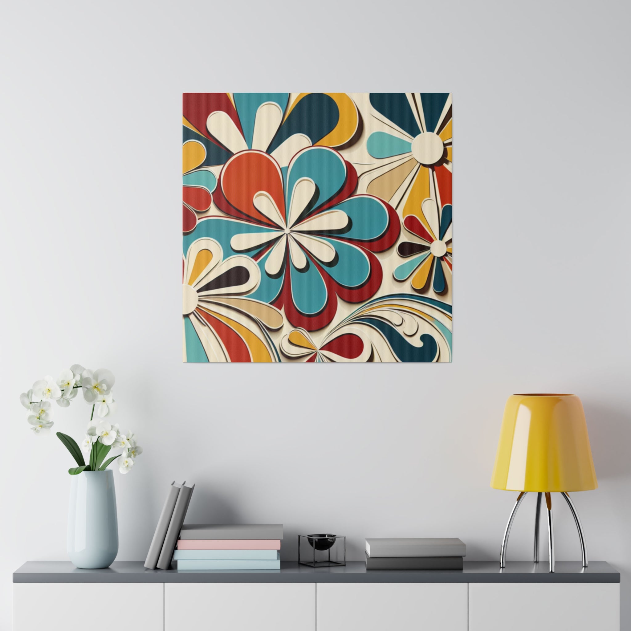 Groovy Blossom Reverie Floral Wall Art 70s Artwork Canvas