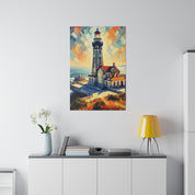 Luminous Beacon Of Light Coastal Wall Art Lighthouse Painting Canvas