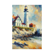 Misty Beacon Coastal Wall Art Lighthouse Painting Canvas