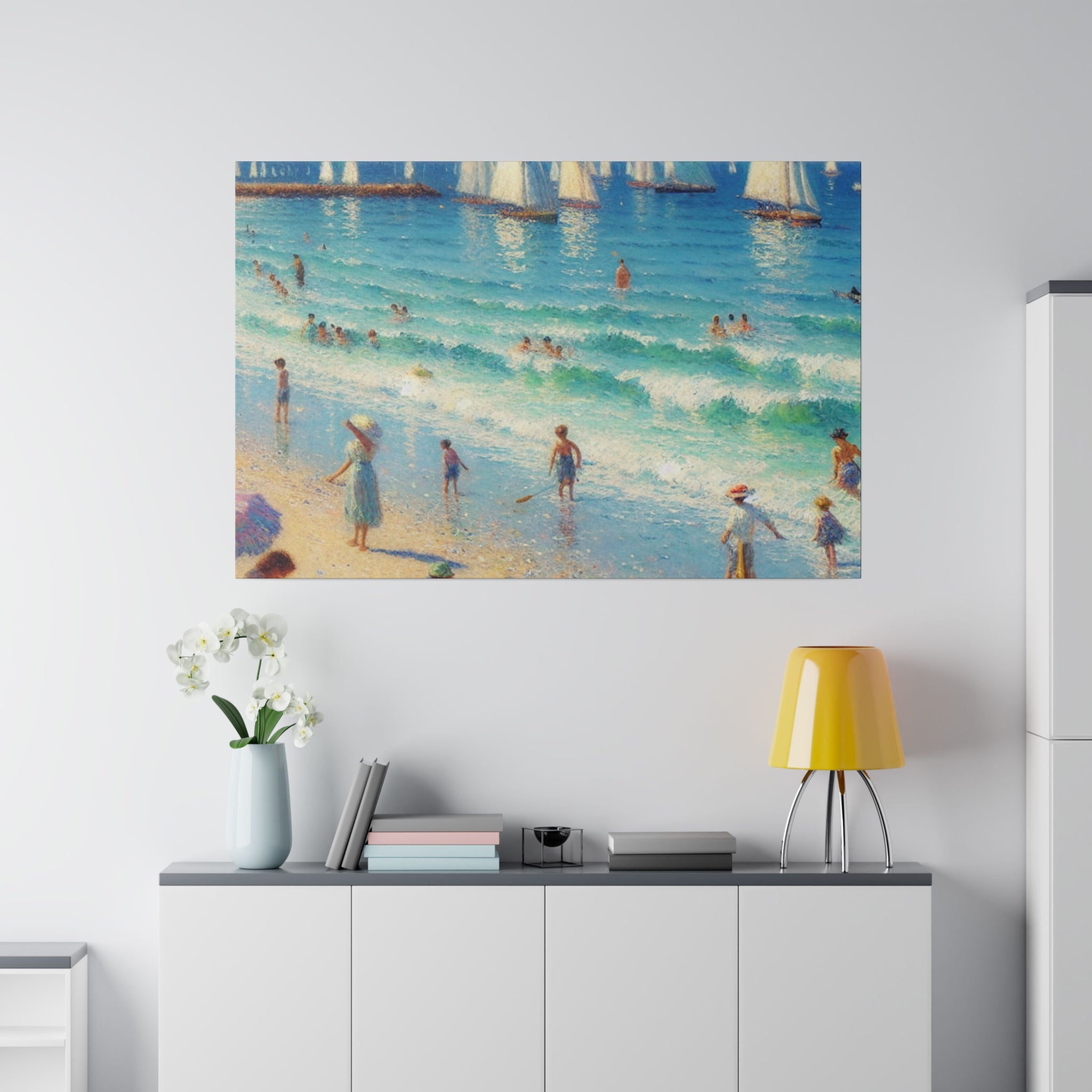 Seaside Nostalgia Beachscape Beach Painting Canvas