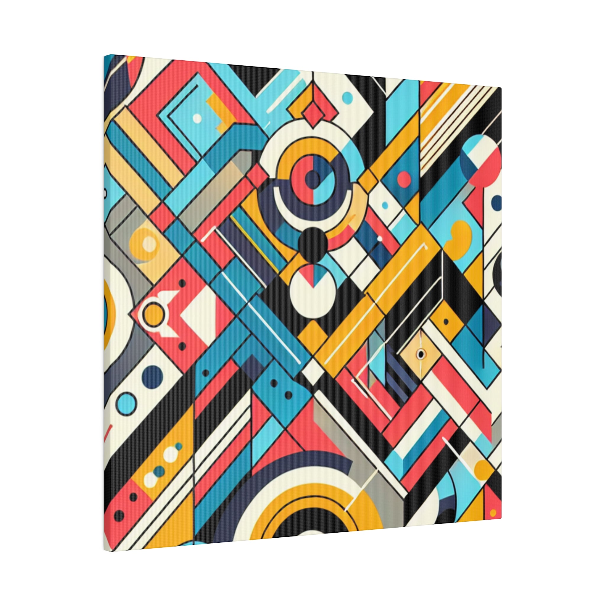 Brash Angles in Exuberant Abstraction Geometric Painting Canvas