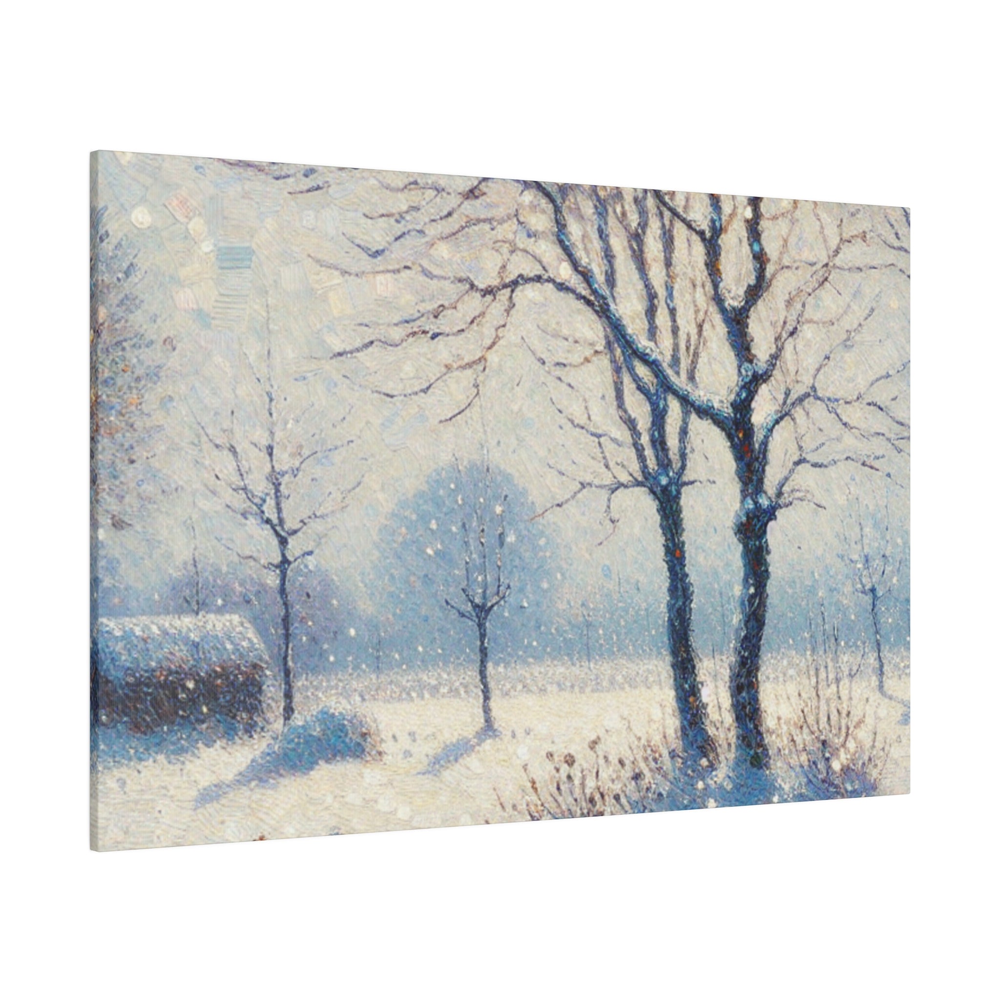 Snowscape Painting | Snowy Field Landscape | Winter Scene Wall Art Canvas