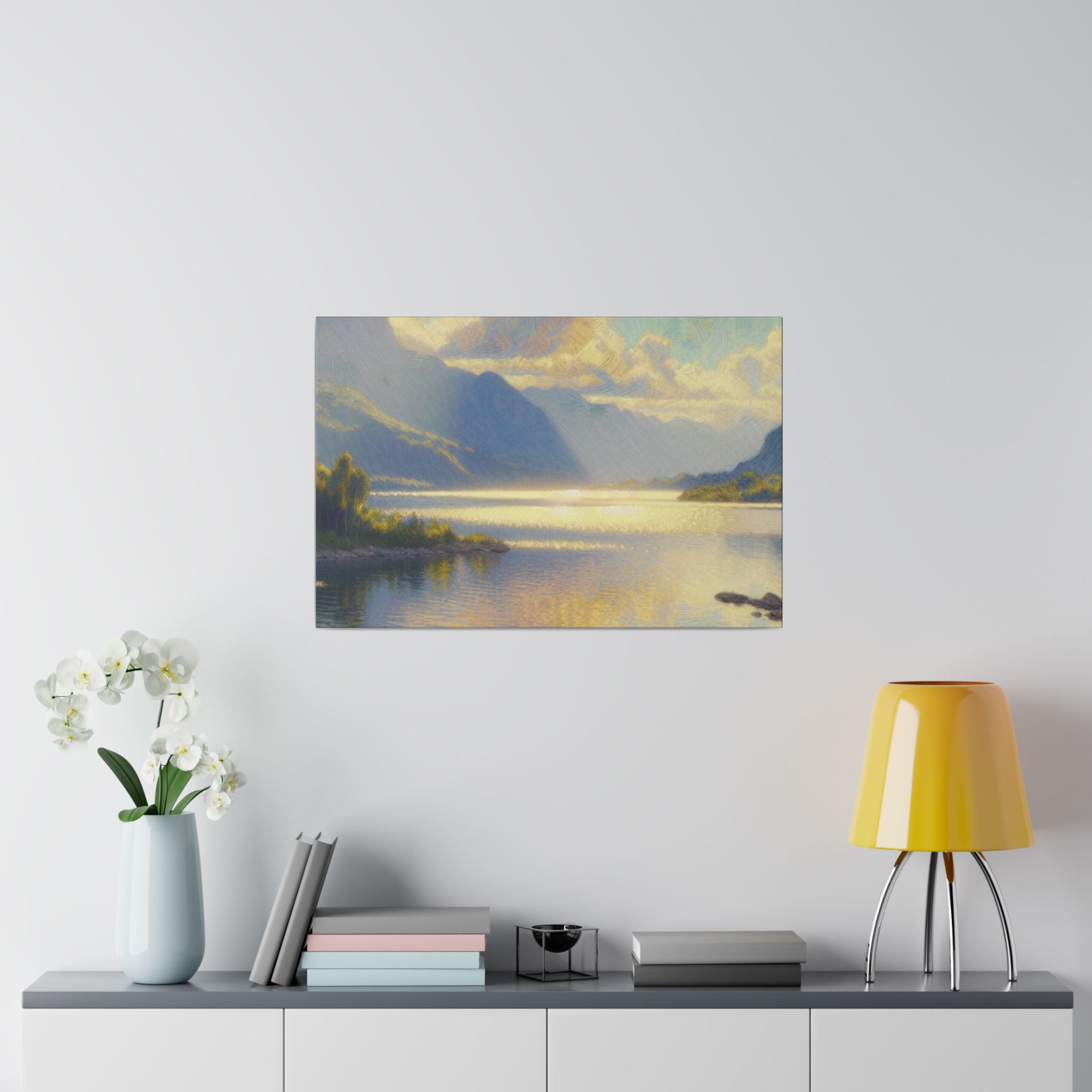 Serene Lake Mirage Lake Painting Canvas