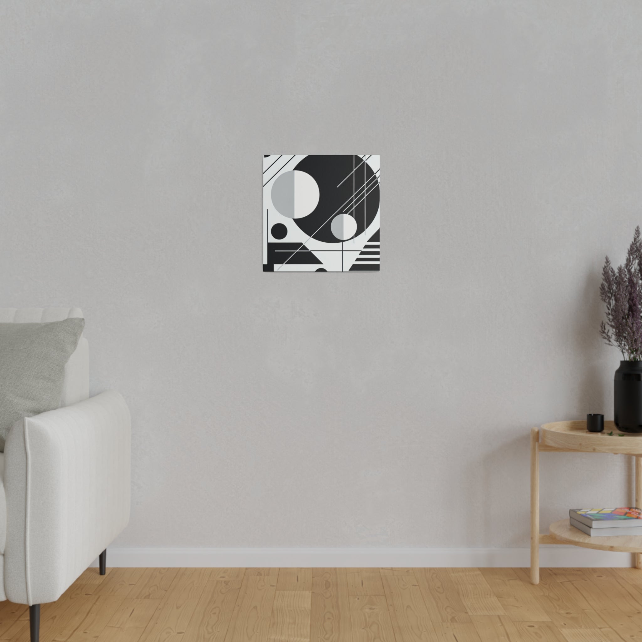 Abstract Mirage Black and White Geometric Painting Canvas