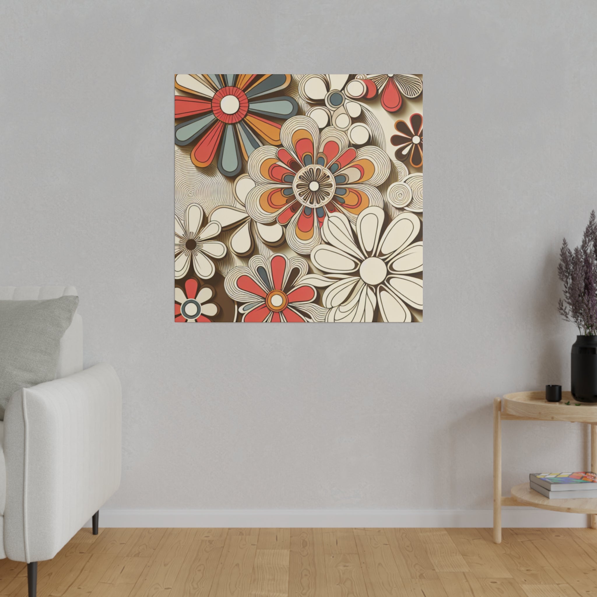 Groovy Garden Symphony Floral Wall Art 70s Artwork Canvas