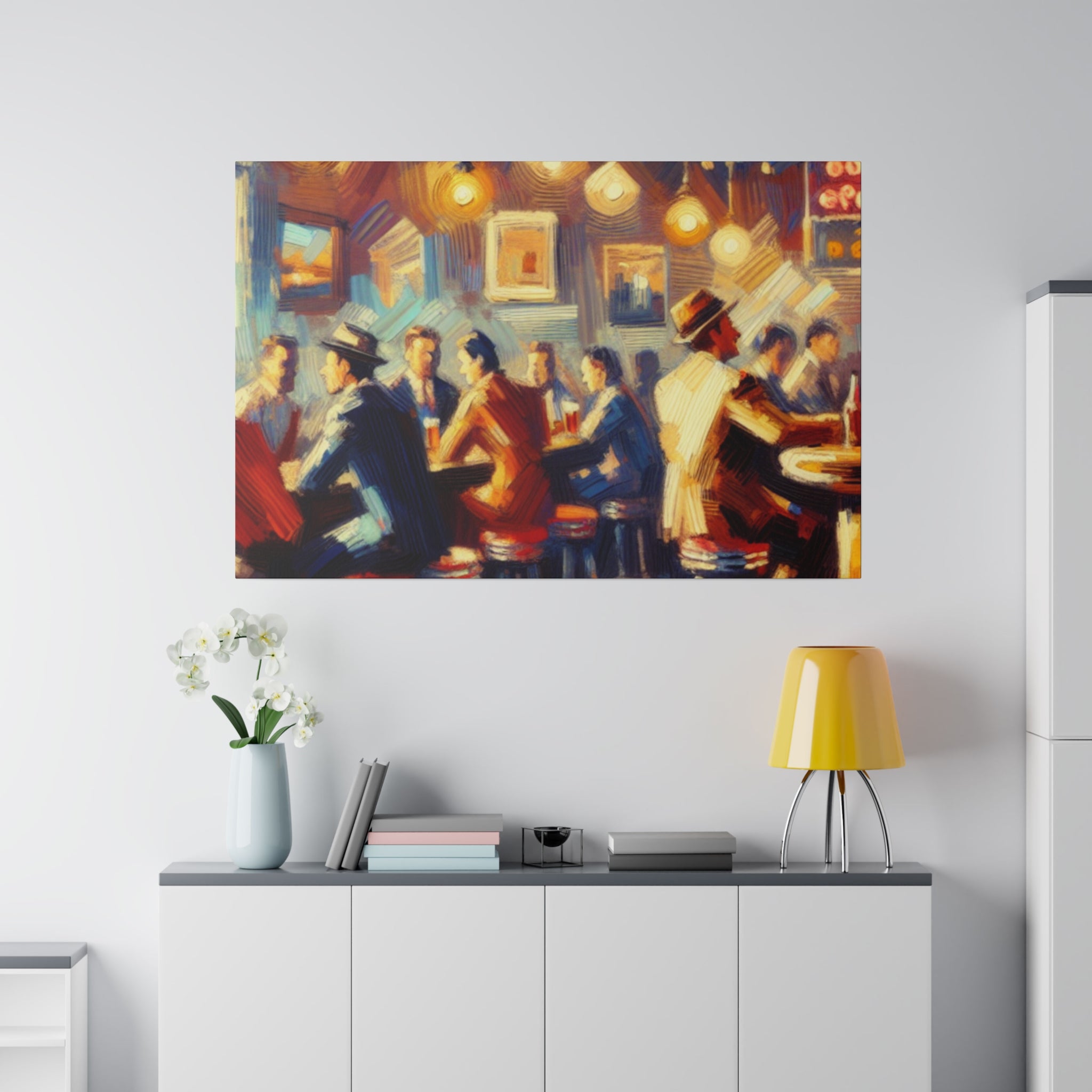 1950s Classic American Pub Scene Retro Bar Art Canvas