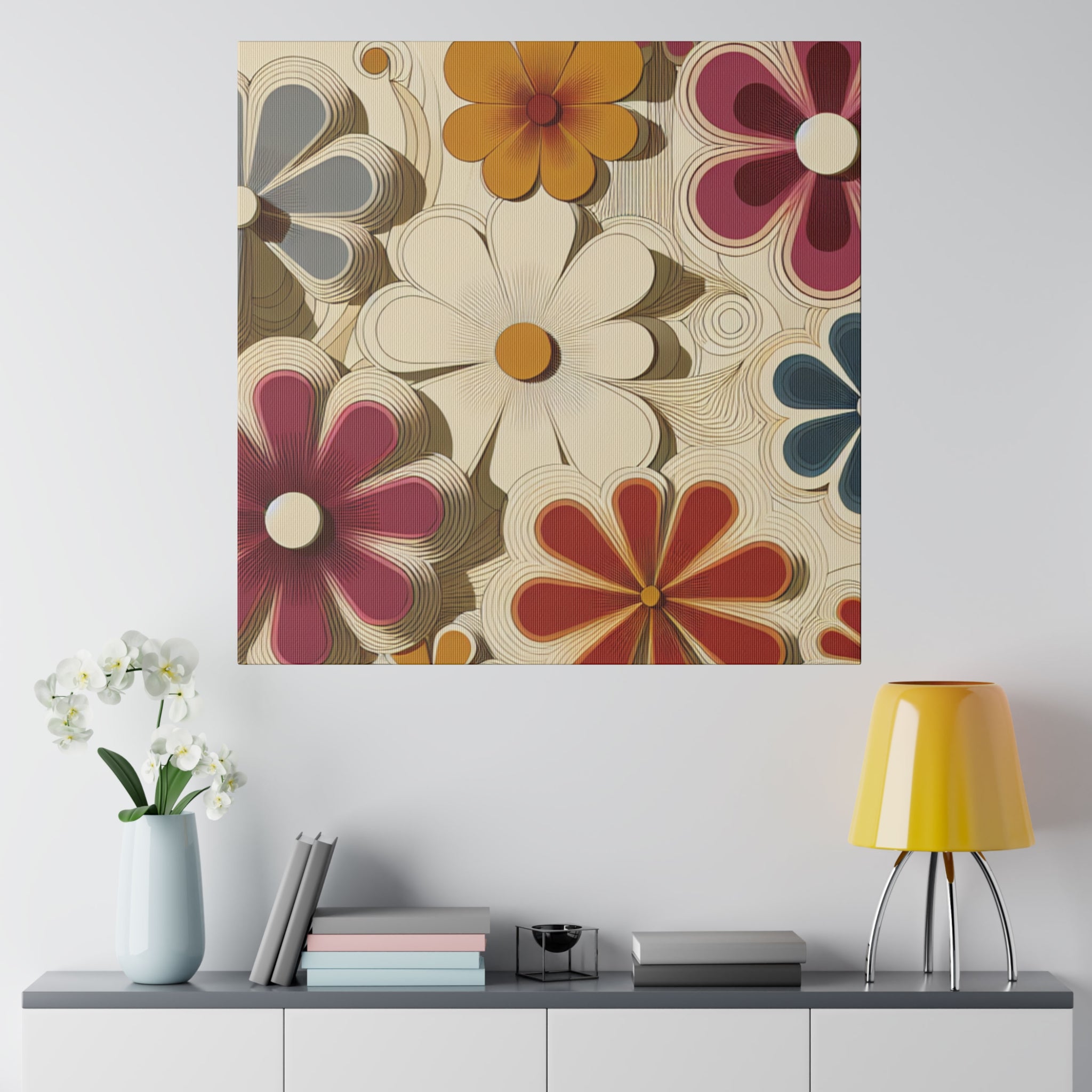 Blooming Rhapsody Floral Wall Art 70s Artwork Canvas