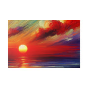 Ember Horizon Whispers Red Purple Sunset Painting Canvas