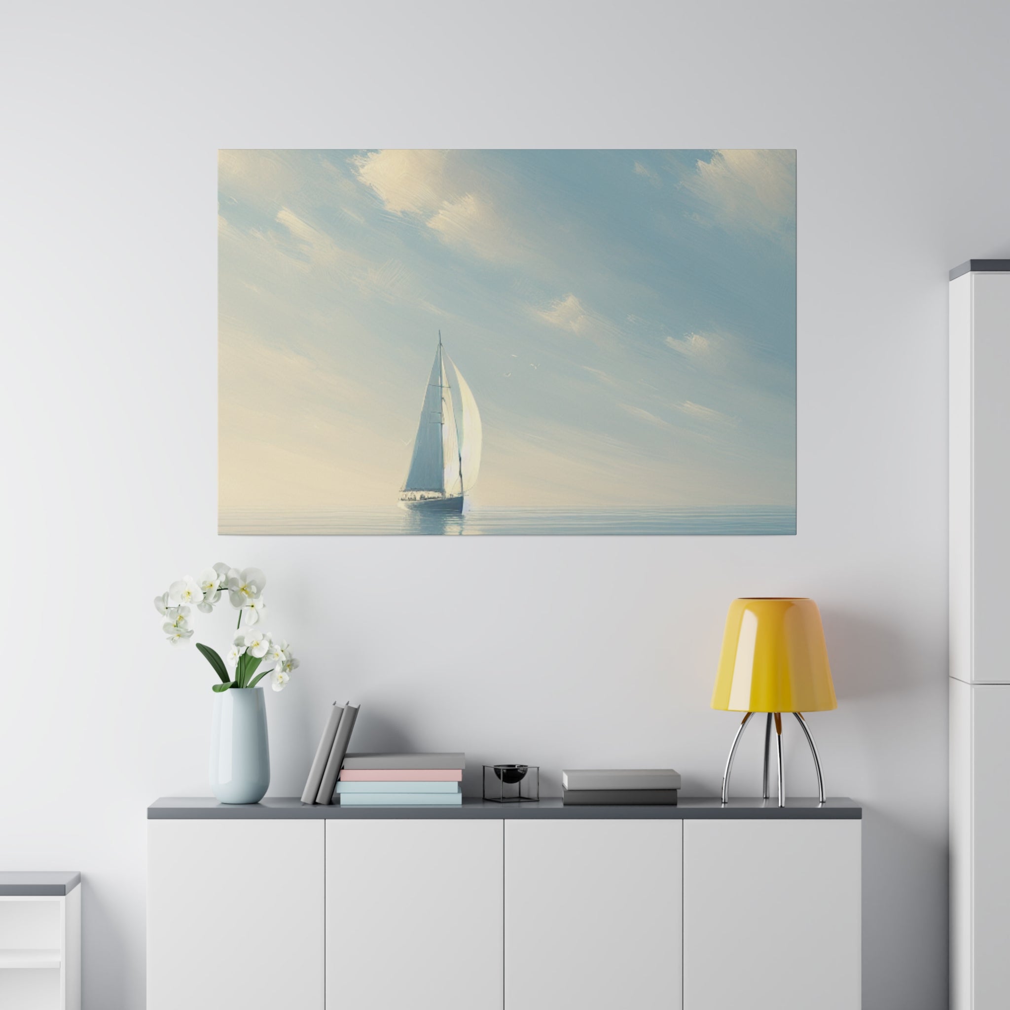 Serene Voyage Sailboat Painting Canvas