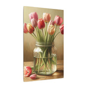 Rustic Tulips In Jar Farmhouse Canvas