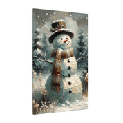Rustic Snowman in Winter Field Canvas