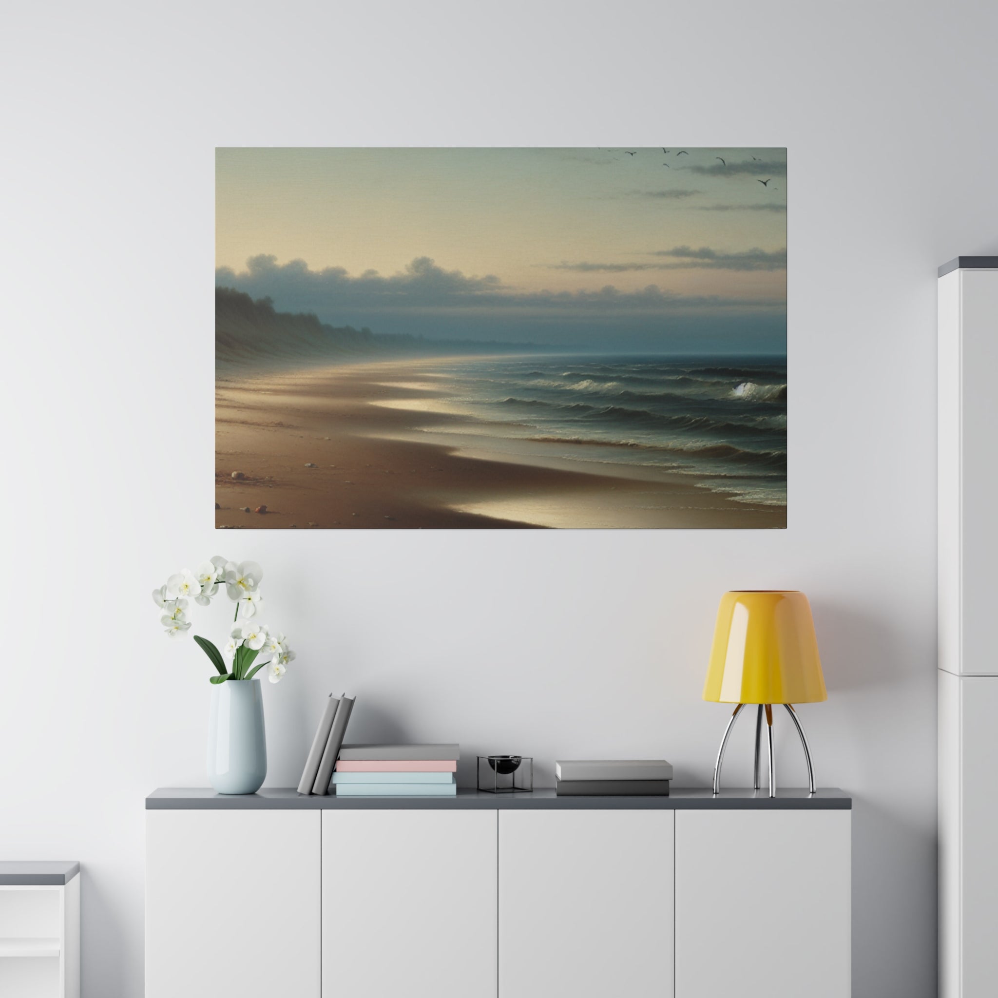 Seashore Muted Tonalism Beach Painting Canvas