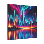 Surreal Neon Art Cityscape City Painting Canvas