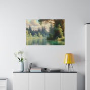 Serene Waterscape Symphony Lake Painting Canvas