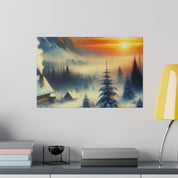 Winter's Sunset Veil Snowscape Winter Painting Canvas