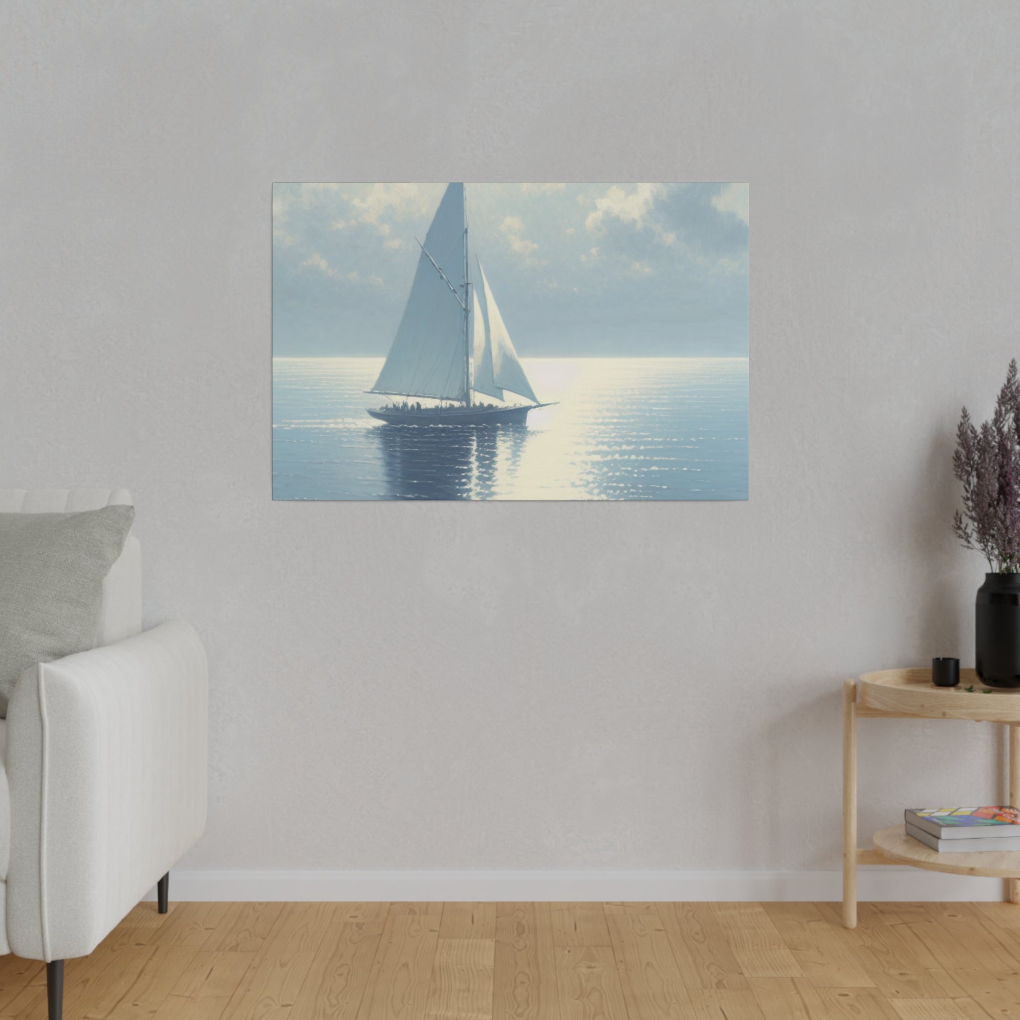 Serene Voyage Sailboat Painting Canvas