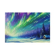 Nocturnal Hues Northern Lights Skycape Painting Canvas