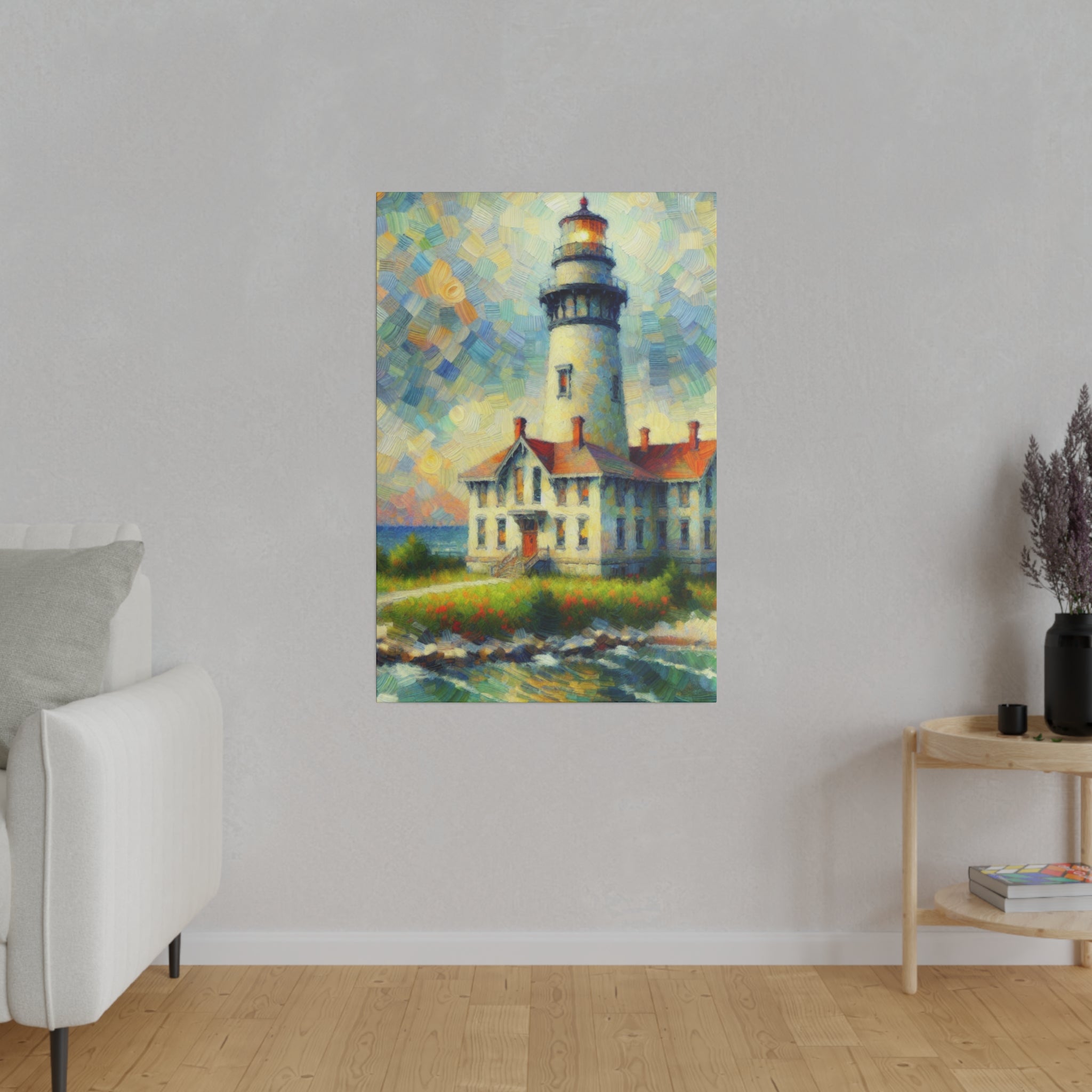 Beacon Of Light Coastal Wall Art Lighthouse Painting Canvas