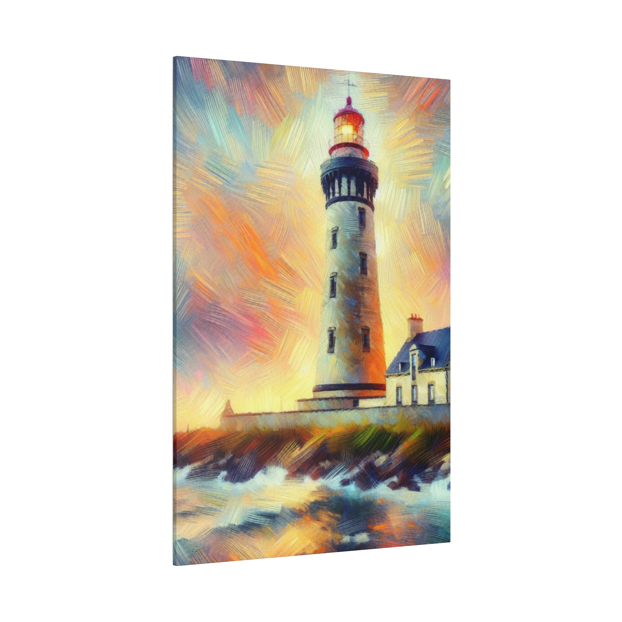 Luminous Beacon Coastal Wall Art Lighthouse Painting Canvas