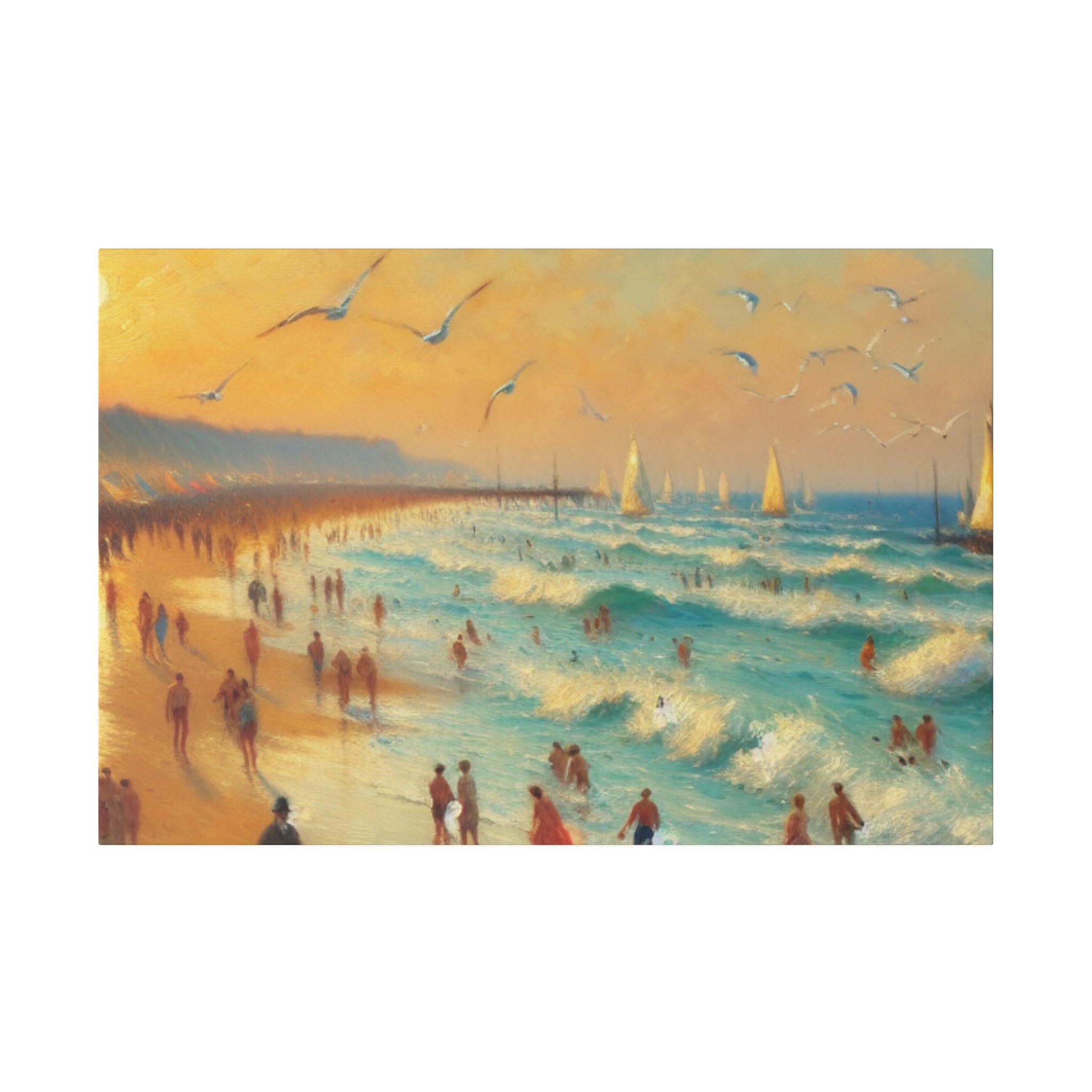 Sunset Serenity Vintage Impressionist Beach Painting Canvas