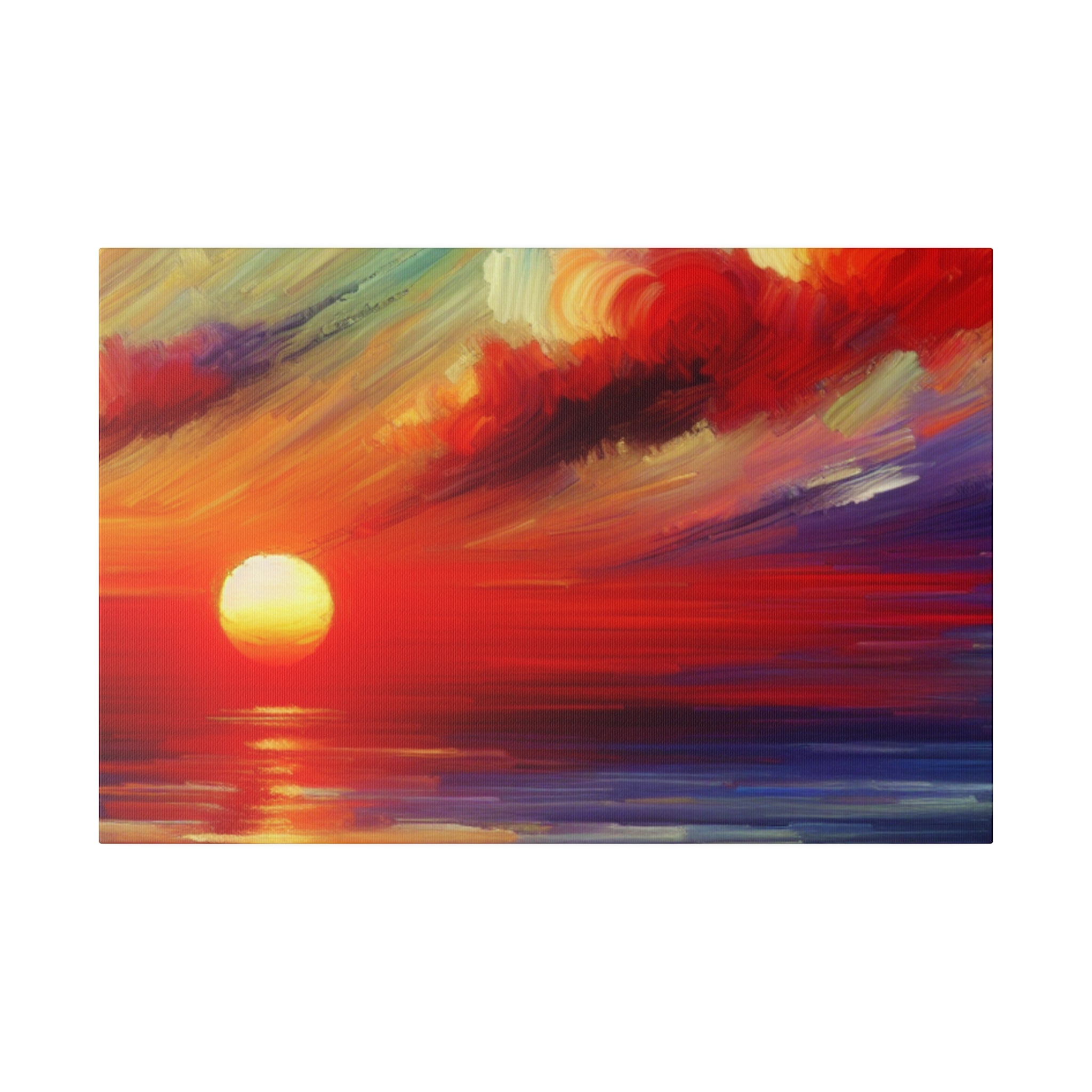 Ember Horizon Whispers Red Purple Sunset Painting Canvas