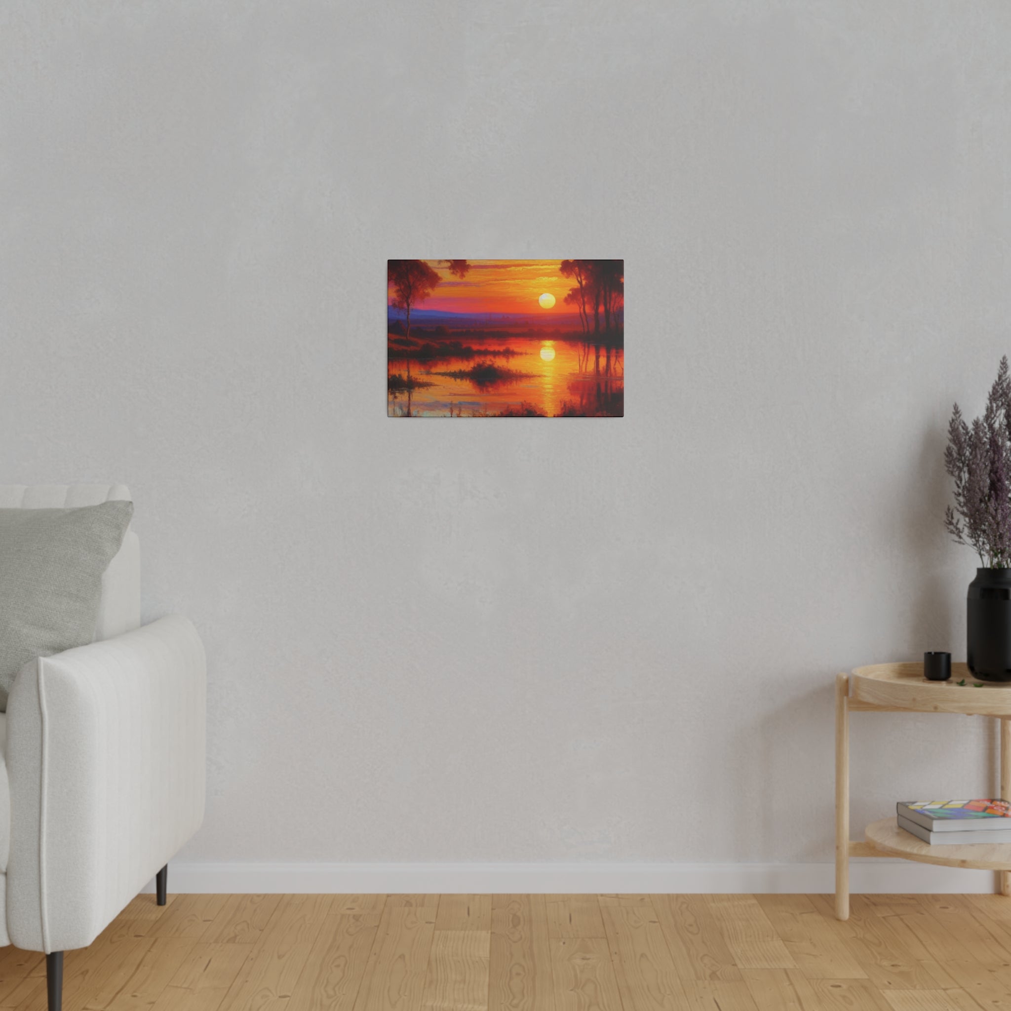 Marsh Mirage Nature Sunset Painting Canvas