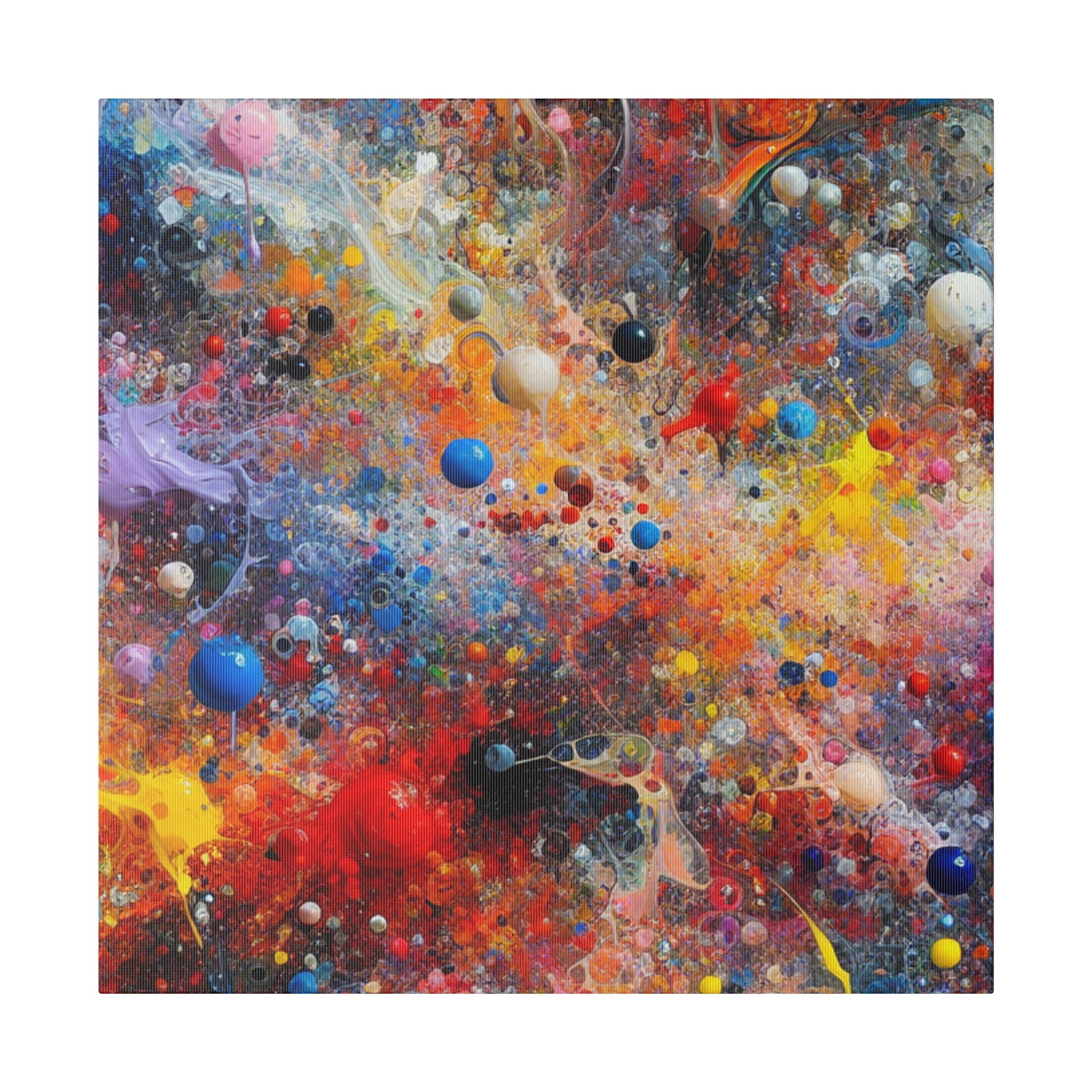 Vibrant Multicolor Blue, Red, Yellow, Green Splatter Painting Canvas